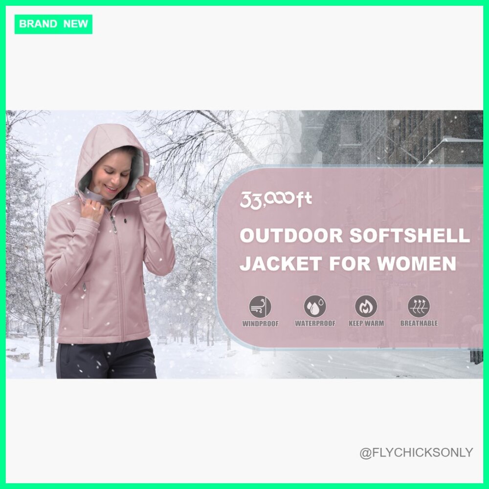 Fleece Lined Softshell Jacket, Windproof Hooded C… - image 7